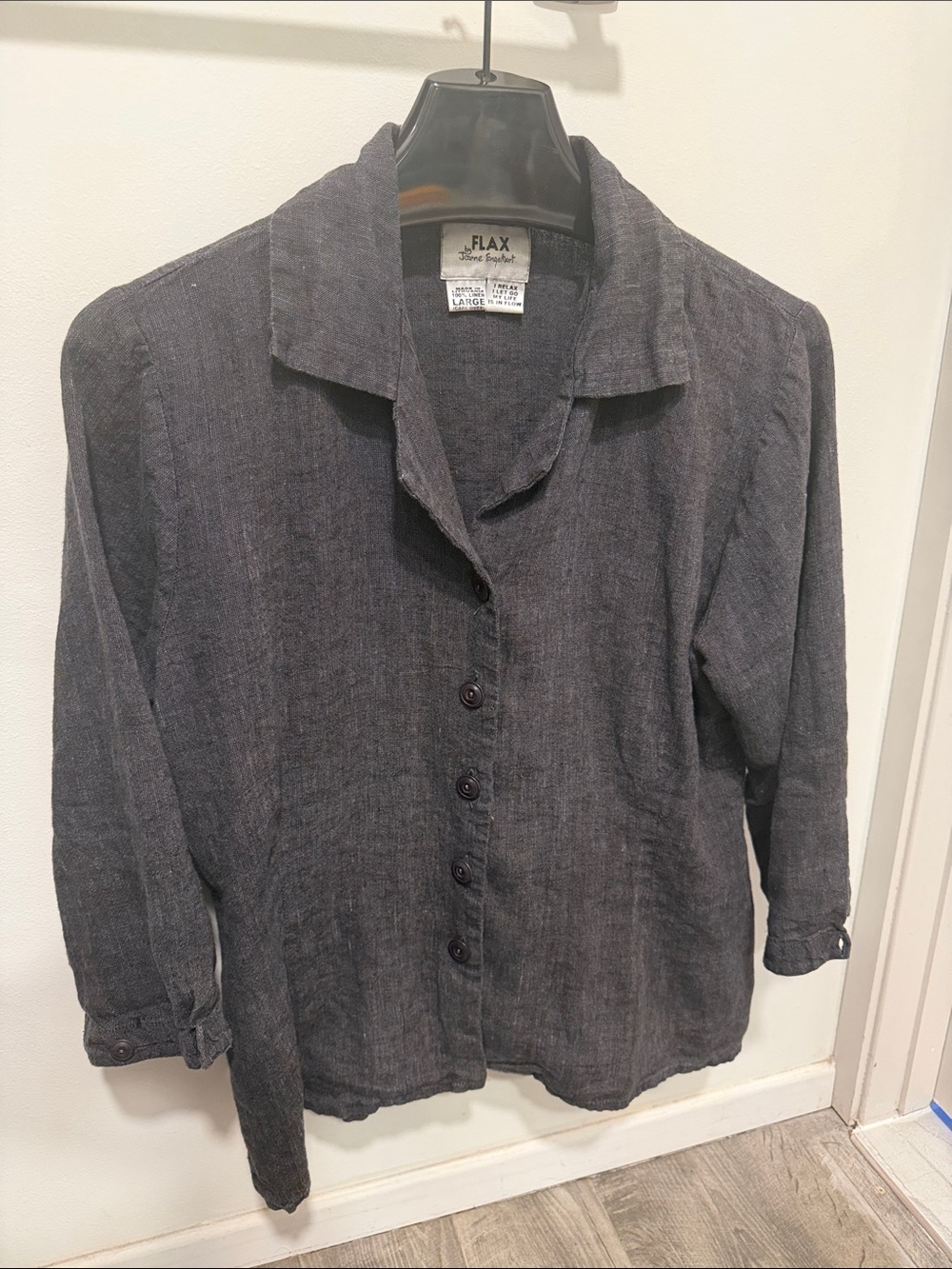 Flax Women's Charcoal Gray Linen Utility Jacket